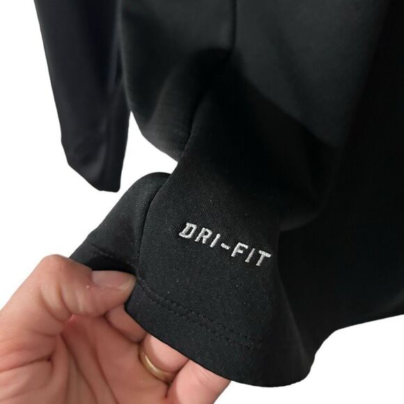 Nike Dri-Fit Black Highlighter Yellow Stripe Quarter Zip Sweater Size M Running - Picture 5 of 11